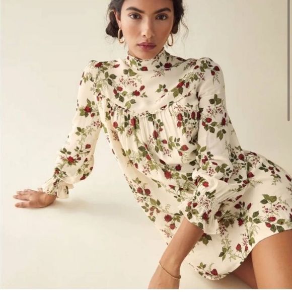 Reformation Dresses & Skirts - NEW Reformation Jourdan Dress in Regency White Rose Floral Medium